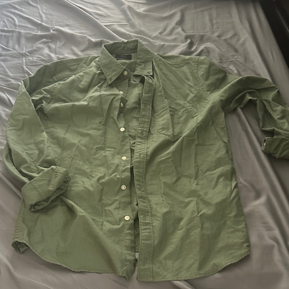 Casual Olive Button-Up Shirt